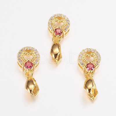 Long-Lasting Plated Brass Micro Pave Cubic Zirconia Ice Pick Pinch Bails ZIRC-F069-04B-G-1