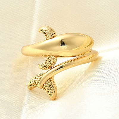 Dolphin Brass Cuff Rings for Women RJEW-Z085-01G-02-1