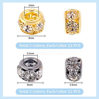 60Pcs 5 Styles Brass Spacer Beads KK-PH0011-20-1