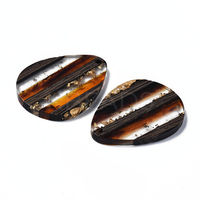 Transparent Resin & Walnut Wood Pendants RESI-N025-015A-A01-1