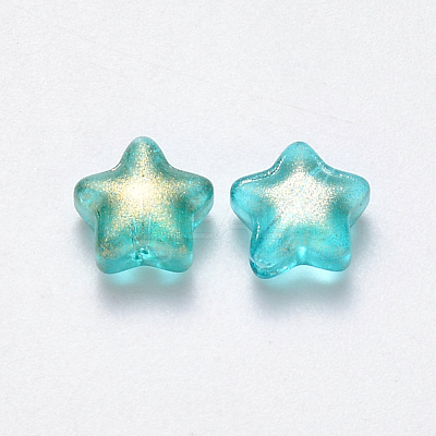Spray Painted Glass Beads GLAA-R211-04-D07-1