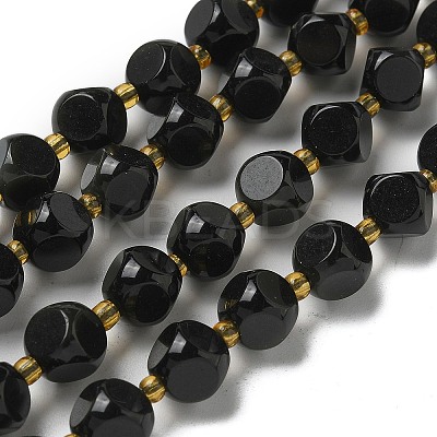 Natural Black Onyx(Dyed & Heated) Beads Strands G-K387-A03-02-1