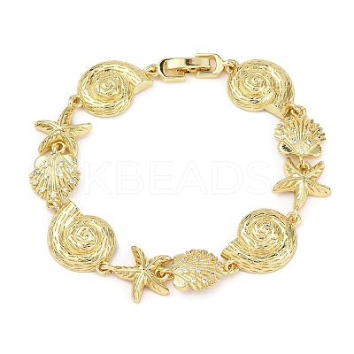 Brass Micro Pave Clear Cubic Zirconia Link Bracelets for Women BJEW-H209-09B-G-1