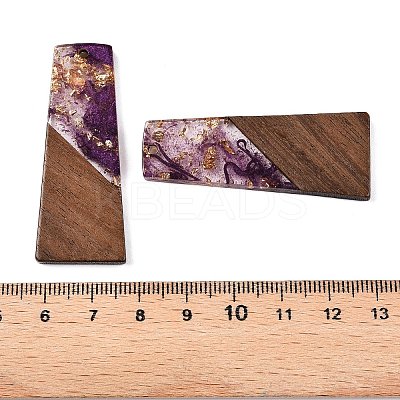 Opaque Resin & Walnut Wood Pendants RESI-T058-04E-1