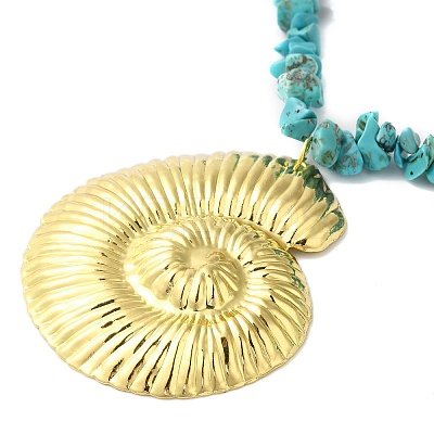 Boho Dyed Synthetic Turquoise Chip & Plastic Pearl Multi Layered Necklaces LS-NJEW-U006-04A-G-1