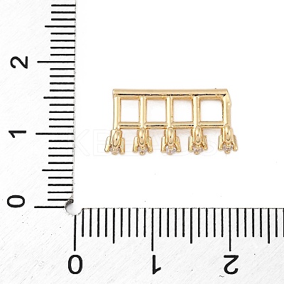 Brass Clear Cubic Zirconia Connector Charms KK-P289-15G-1