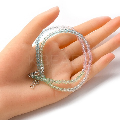 Bling Glass Round Beaded Necklace for Women NJEW-PH01490-03-1
