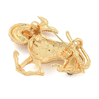 Golden Zinc Alloy with Rhinestone Brooches JEWB-B018-03G-10-1