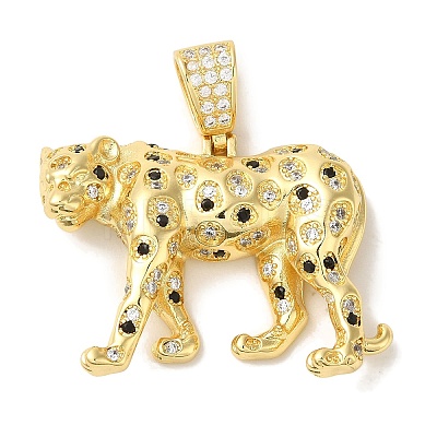 Rack Plating Brass Micro Pave Black Cubic Zirconia Pendants KK-P267-01A-G-1