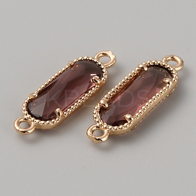 Golden Plated Brass Pave Glass Connector Charms FIND-WH0110-728G-03-1