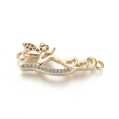 Brass Micro Pave Cubic Zirconia Links Connectors ZIRC-L085-12G-1