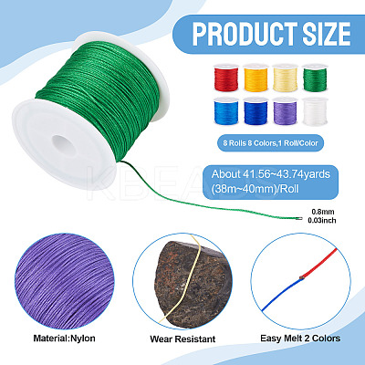 8 Rolls 8 Colors Nylon Braided Cord NWIR-TA0001-24-1