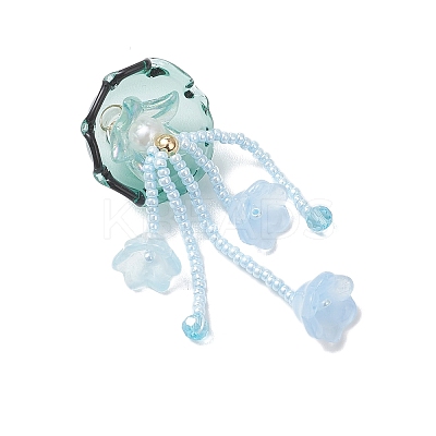 Glass Seed Beaded Jellyfish Big Pendants PALLOY-MZ01166-04-1
