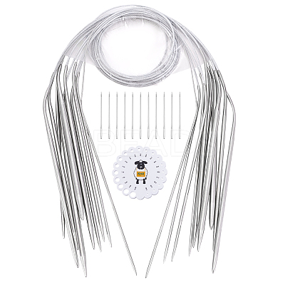 11Pcs Stainless Steel Circular Knitting Needles SENE-WR0001-03-1