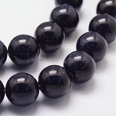 Synthetic Blue Goldstone Beads Strands G-N0178-03-12mm-1