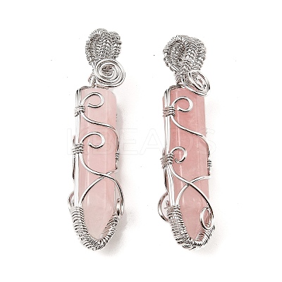 Natural Rose Quartz Pendants G-K338-28P-01-1