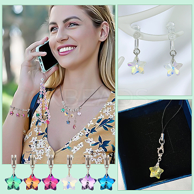 30Pcs 6 Colors Glass European Dangle Charms PALLOY-PH01826-1