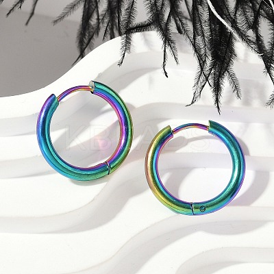 202 Stainless Steel Huggie Hoop Earrings LS-EJEW-F111A-18mm-RC-1