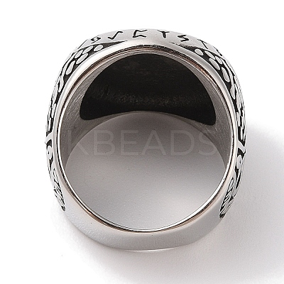 Viking 304 Stainless Steel Vegvisir Wide Finger Rings for Mens RJEW-U005-21A-03-1