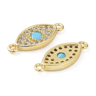 Rack Plating Brass Pave Cubic Zirconia Connector Charms KK-B076-09G-1