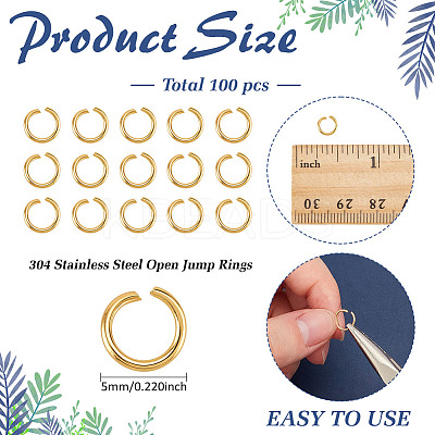 1000Pcs 304 Stainless Steel Open Jump Rings STAS-ME0002-17-1