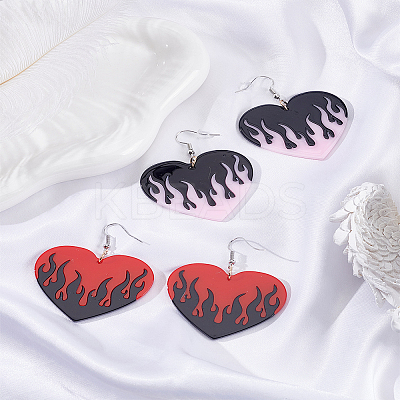 2 Pairs 2 Colors Acrylic Alloy Dangle Earrings EJEW-LP0001-85-1