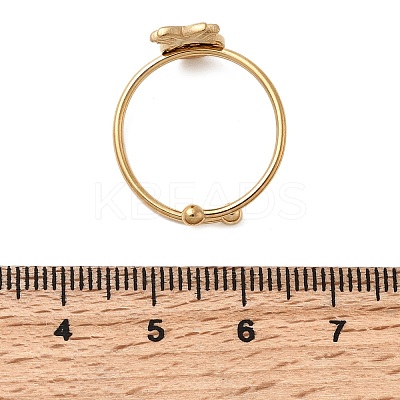 Adjustable 304 Stainless Steel Enamel Cuff Rings for Women LS-RJEW-B152-01G-02-1