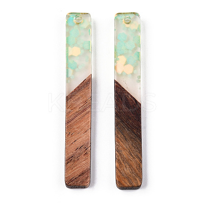 Transparent Resin & Walnut Wood Big Pendants WOOD-G018-12E-1