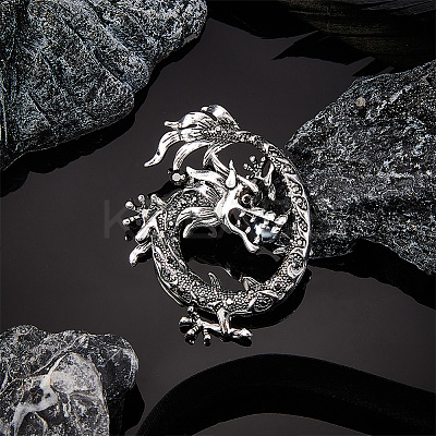2Pcs Alloy Dragon Wrap Brooch Pin Findings JEWB-AR0001-12-1
