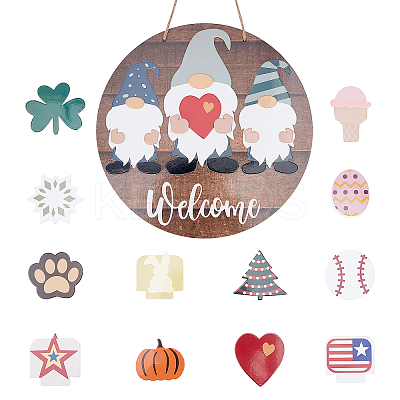 Printed Wooden Big Pendants WOOD-WH0115-04-1