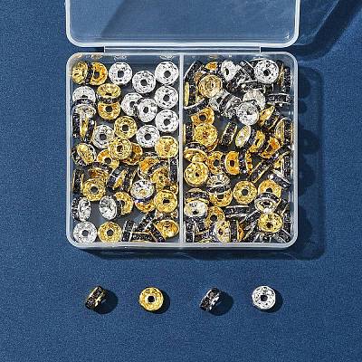 120Pcs 2 Colors Brass Rhinestone Spacer Beads RB-FS0001-05C-1