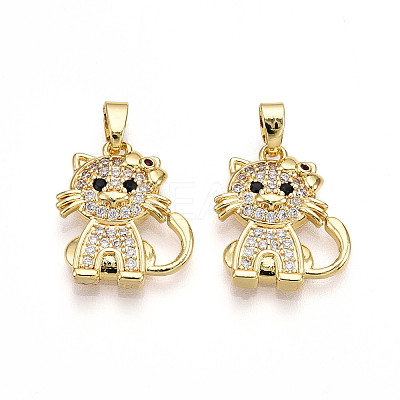 Brass Micro Pave Cubic Zirconia Pendants KK-N257-28G-1