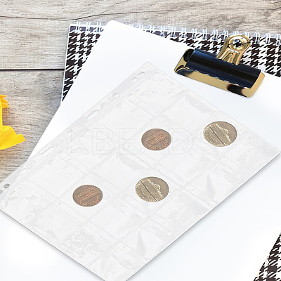 2Pcs PVC Coin Collection 9-Hole Binder Pages AJEW-LP0003-13A-1