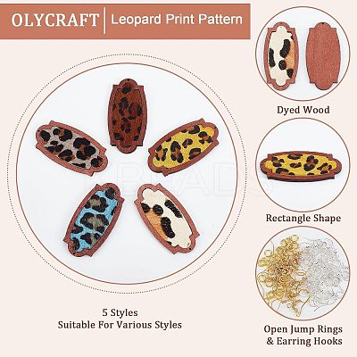 DIY Leopard Print Pattern Rectangle Dangle Earring Making Kit DIY-OC0009-49-1