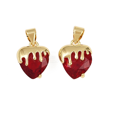 Brass Glass Charms KK-C095-04G-1