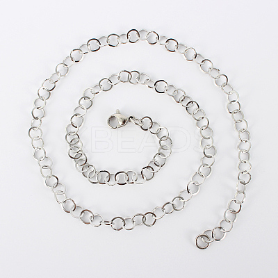 Tarnish Resistant 304 Stainless Steel Cable Chain Necklaces MAK-N016-04P-1