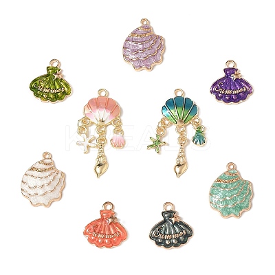 16Pcs 9 Styles Alloy Enamel Pendants ENAM-FP0002-66-1