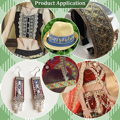 Ethnic Embroidered Polyester Sequins Trim Ribbon OCOR-WH0070-136D-1
