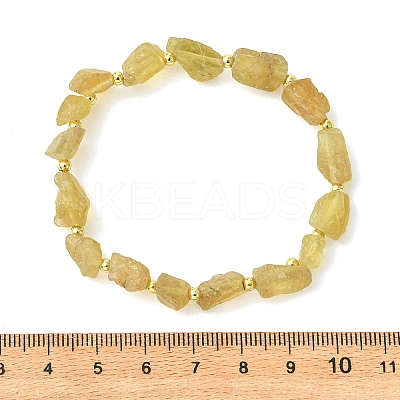Raw Rough Natural Yellow Apatite Beaded Stretch Bracelets for Women BJEW-JB14431-1