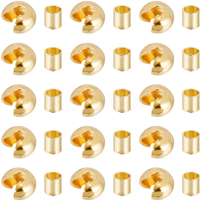 400Pcs 2 Styles Brass Crimp Beads Covers KK-BBC0023-39-1