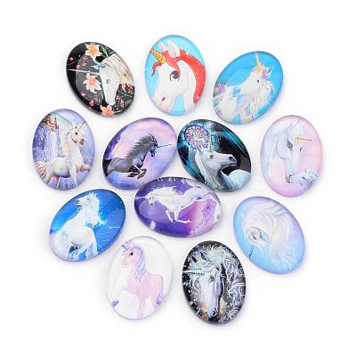 Flatback Glass Cabochons GGLA-S034-25x18-022-1