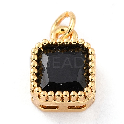 Real 18K Gold Plated Brass Inlaid Cubic Zirconia Charms ZIRC-L100-073G-03-1