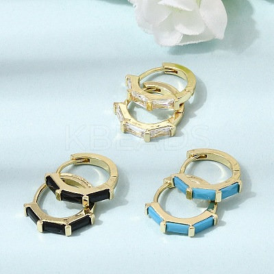 Brass Pave Cubic Zirconia Hoop Earrings EJEW-G471-09G-1