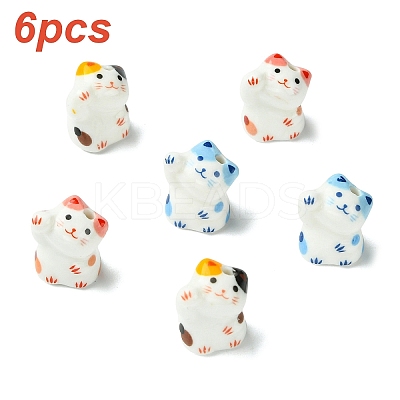 6Pcs 3 Colors Handmade Bright Glazed Porcelain Beads PORC-YW0001-32-1