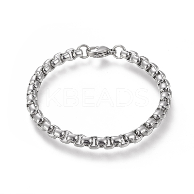 Tarnish Resistant 304 Stainless Steel Box Chain Bracelets BJEW-I288-01P-1