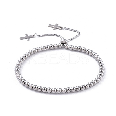 Adjustable 304 & 201 Stainless Steel Slider Bracelets BJEW-JB04544-1