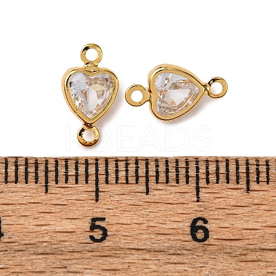 Brass Pave Clear Cubic Zirconia Connector Charms KK-Z121-06G-03-1