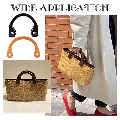 4Pcs 2 Colors Wood U-shaped Bag Handles DIY-WR0002-88-1
