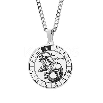 Non-Tarnish Unisex 201 Stainless Steel Constellation Pendant Necklaces NJEW-T011-LA721-10-1