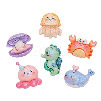 Marine Organism Theme Opaque Resin Cabochons PW-WGABCE0-07-1